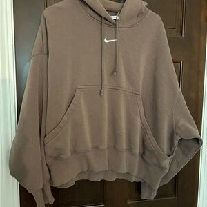 Nike Taupe Pullover Hoodie with Swoosh Tag
